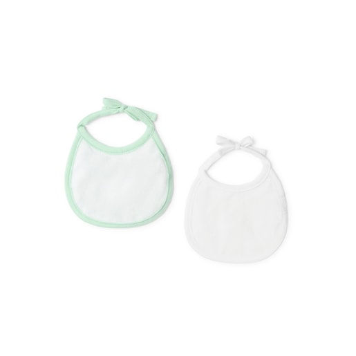 Embroidered baby bib set in mist