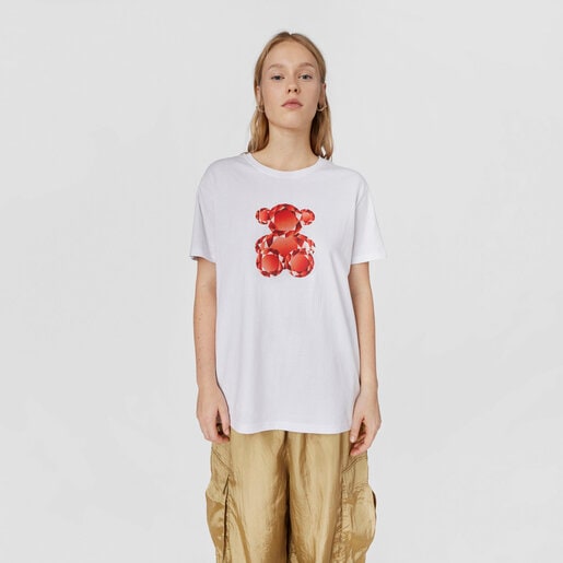 T-shirt branca e vermelha Bear Gemstones