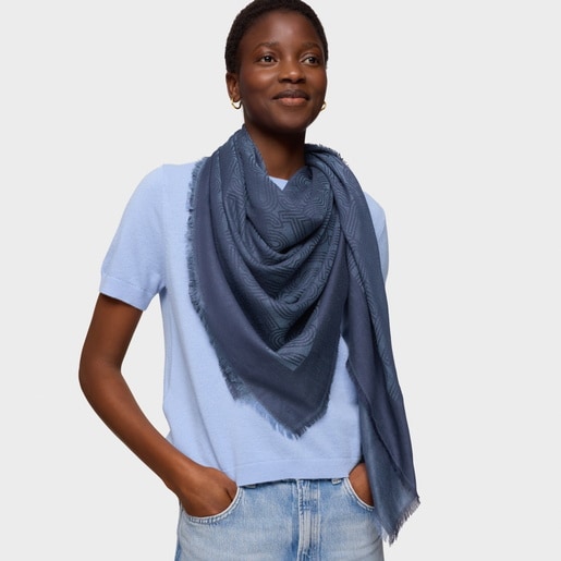 Pañuelo azul marino TOUS Silhouette Jacquard