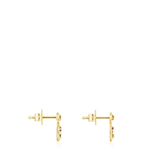 Gold Tsuri Bear earrings with gemstones