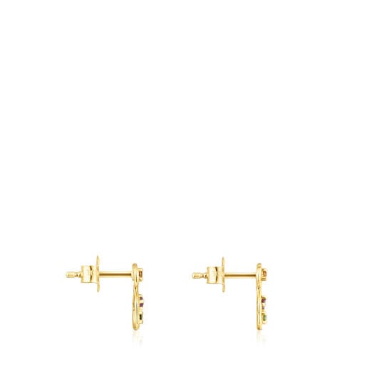 Gold Tsuri Bear earrings with gemstones | TOUS