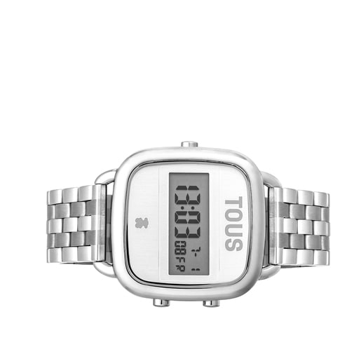 D-Logo Digital watch with steel strap