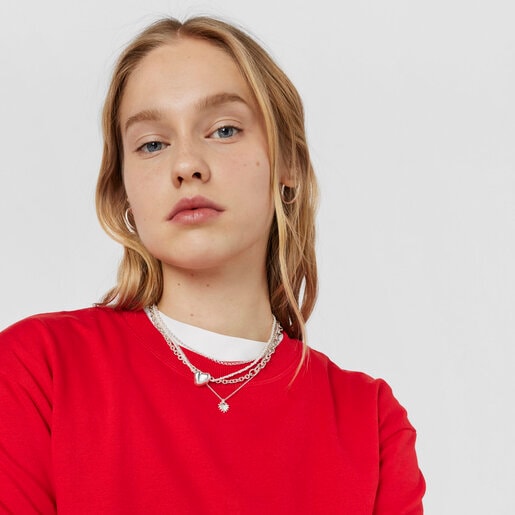 Silver heart Necklace San Valentín