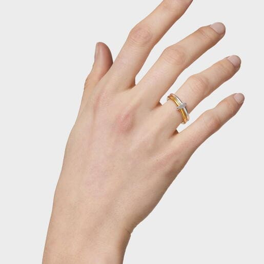 Anillo doble aro bicolor Straight