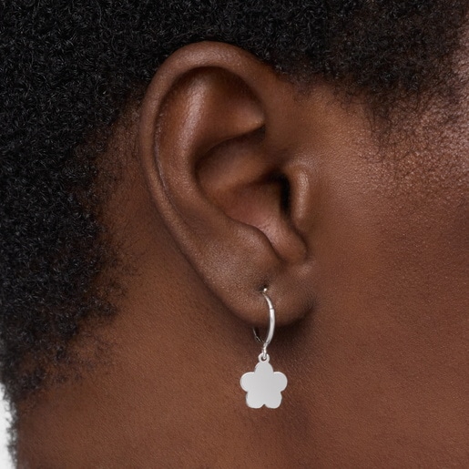 Silver Hoop earrings with flower motif TOUS Motifs