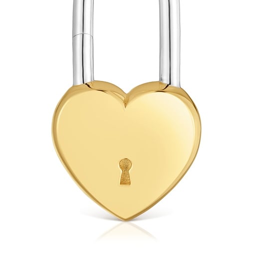 Pendientes de aro bicolor corazón candado 31 mm TOUS Unlock