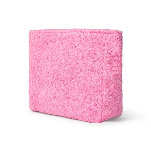 Terry cloth toiletry bag in Logo pink