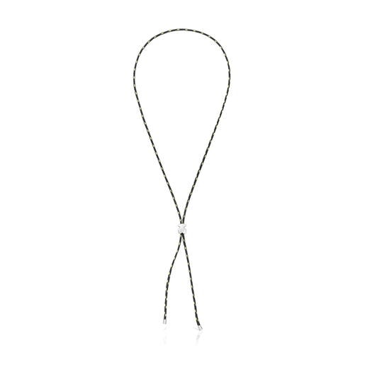 Long silver and black nylon bear Necklace TOUS Bold Motif