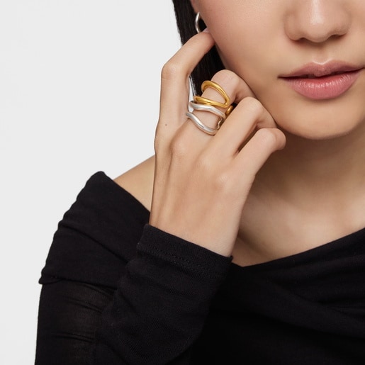 טבעת האב קשיחה כפולה כסף