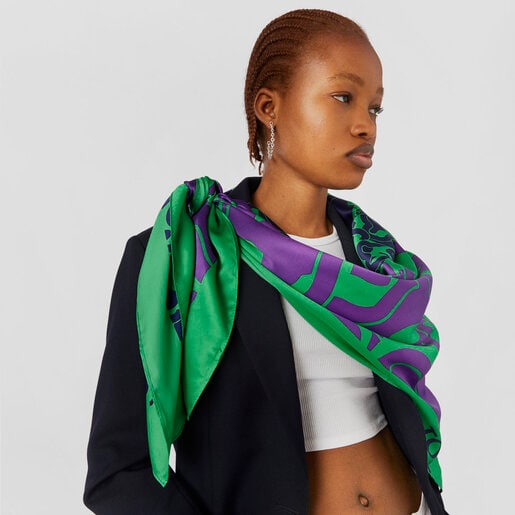 Foulard TOUS Kaos Mini Patchwork en polyester vert