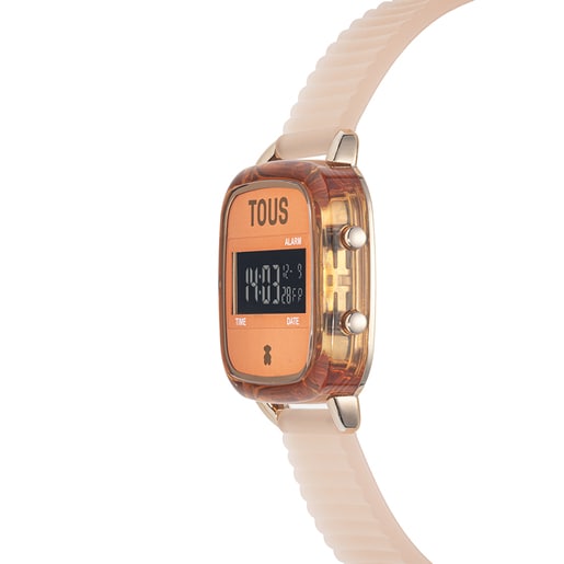 Montre numérique en polycarbonate orange avec bracelet en silicone D-Logo Fresh