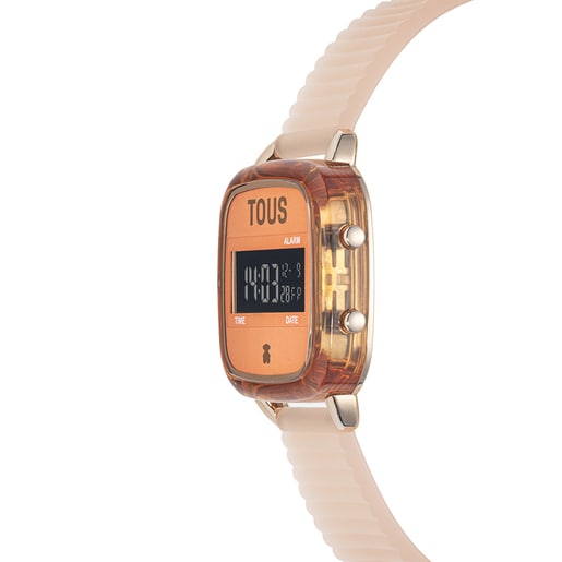 Orange polycarbonate Digital watch with silicone strap D-Logo Fresh