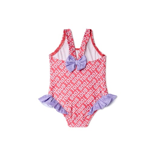 Girls one-piece swimsuit in Logo pink