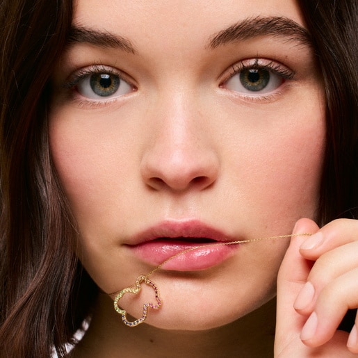 ジェムストーン付きゴールド・アイコン・ネックレス