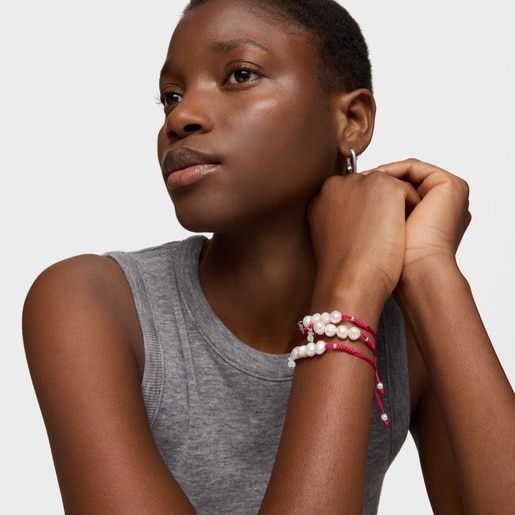 سوار TOUS Pearls الفضي مرصع باللآلئ