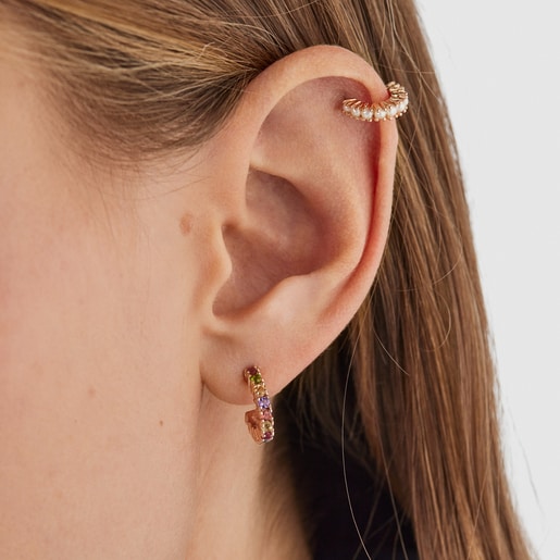 حزمة من الأقراط Straight  من فيرميل الفضة الزهرية مع الأحجار الكريمة