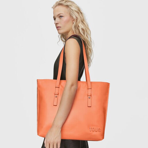 Large orange leather Shopping bag TOUS Candy