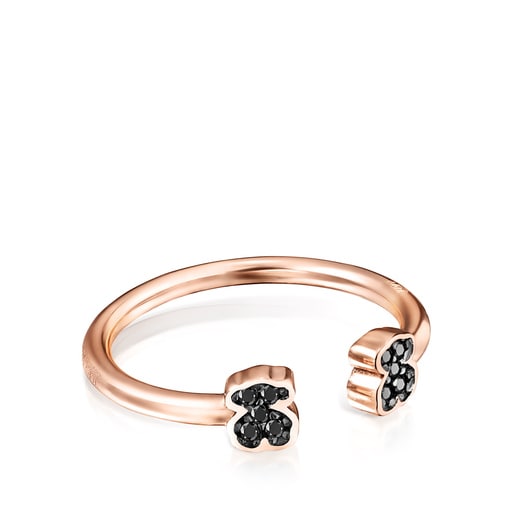 Bague Motif ouverte en Or Vermeil rose avec Spinelles