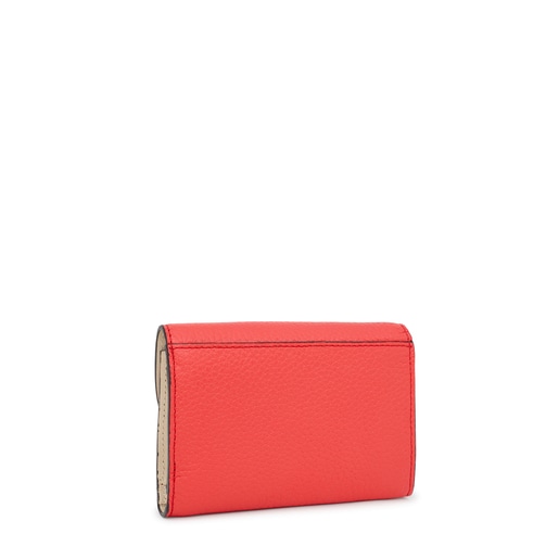 Coral-colored leather TOUS Empire Card wallet