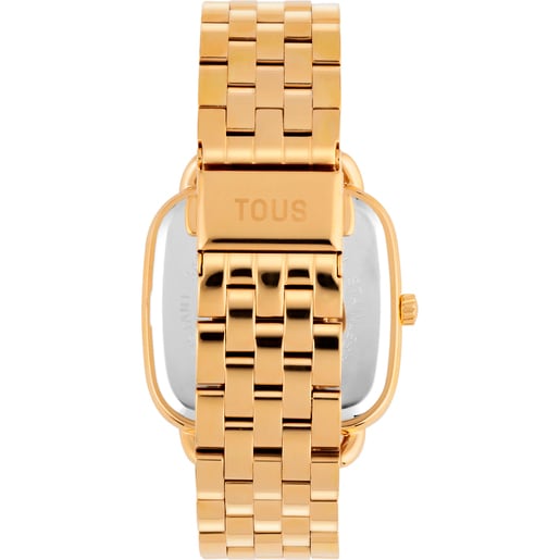 Analoguhr TOUS D-Logo Mirror mit Armband aus goldfarbenem IPG-Stahl