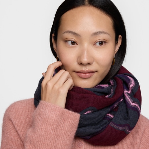 Bufanda gris oscuro y burdeos TOUS Bear Waves