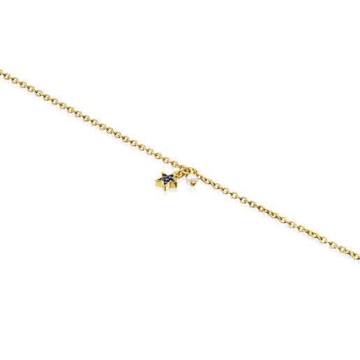 Pulsera con baño de oro 18 kt sobre plata con estrella de zafiros TOUS New Motif
