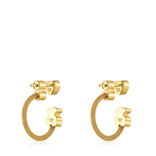 18ktゴールドコーティング・シルバーにモチーフを添えたフープピアス Icon Mesh