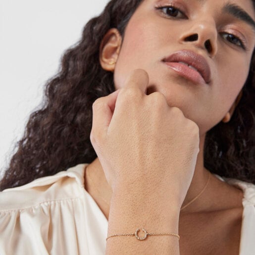 Gold TOUS Good Vibes horseshoe Bracelet with Diamonds