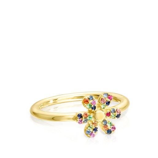 Silver Vermeil Real Mix Bloom Ring with Gemstones