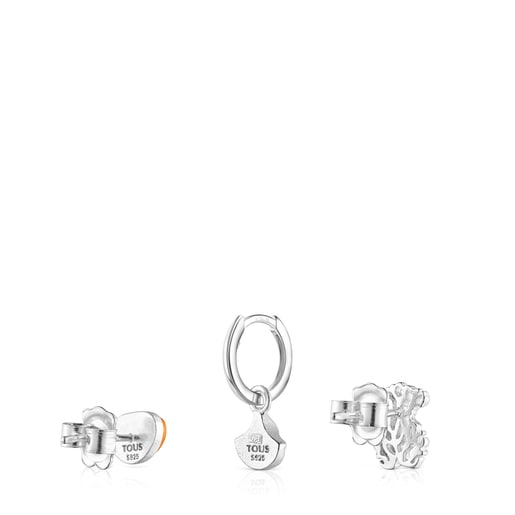 Pack de Aretes Oceaan oso-concha y glass naranja