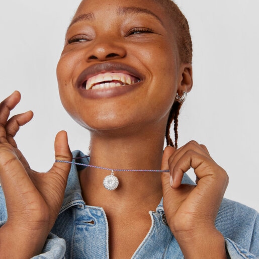 מדליון דובון מכסף בשילוב מוטיב קרושה Efecttous