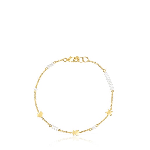 Bracciale a catena in oro con motivi e perle coltivate Sweet Dolls