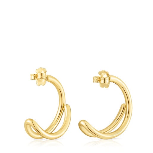 Aretes aro con baño de oro 18 kt sobre plata Bent