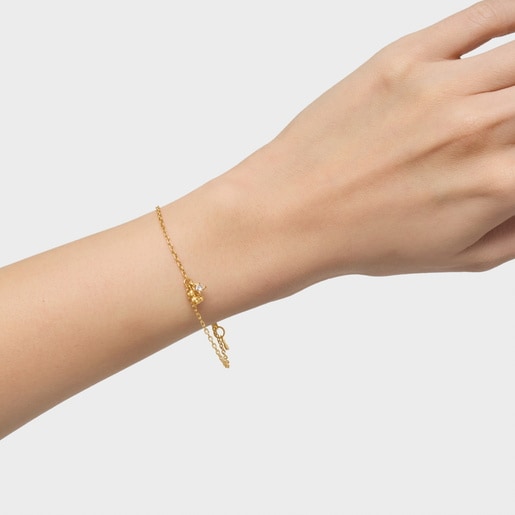 Chain bracelet with 18kt gold plating over silver and laboratory-grown diamond Bold Bear LGD