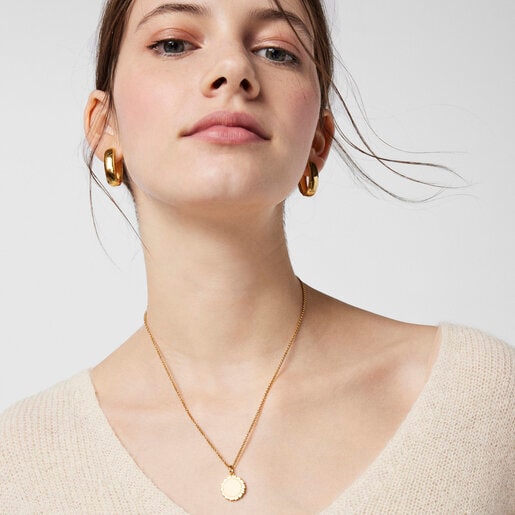 Silver vermeil Straight medallion Pendant | TOUS