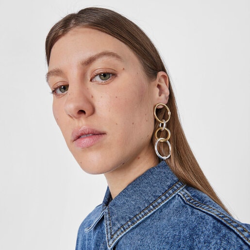 Large Vermeil Silver Hold Earrings