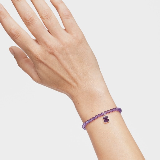 Silver and Amethyst Icon Color Bracelet
