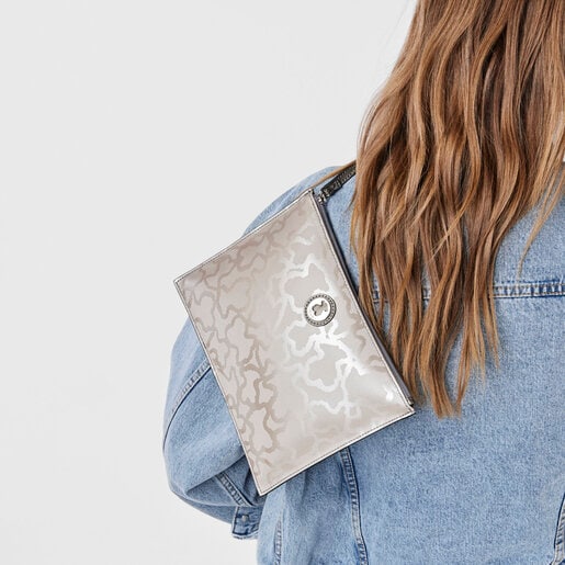 Silver colored Kaos Shiny Clutch bag