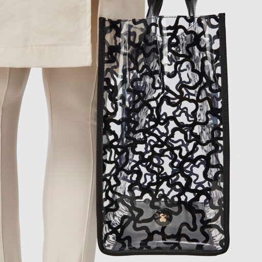 Shopping grande Amaya Vinyl transparente negro