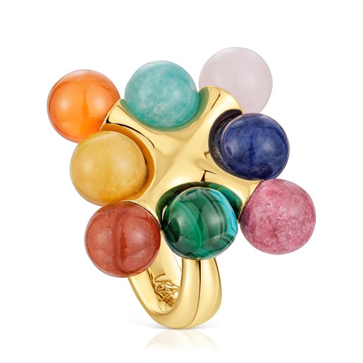 18kt gold plating over silver Ring with multicolored gemstones TOUS X LEA COLOMBO