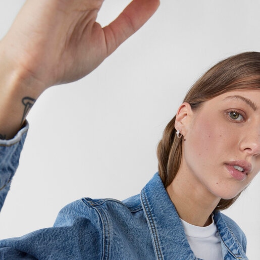 Boucles d’oreilles anneaux Oceaan Duna en argent et améthyste