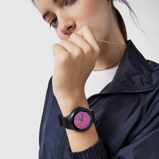 Reloj smartwatch Rond Connect de acero IP rosado con correa mesh