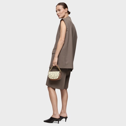 Beige mini half-moon Crossbody bag Kaos Icon