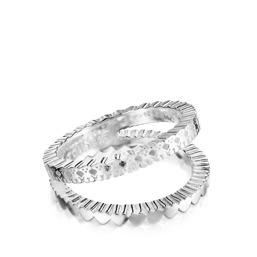 Silver TOUS Straight crossed Ring 1cm