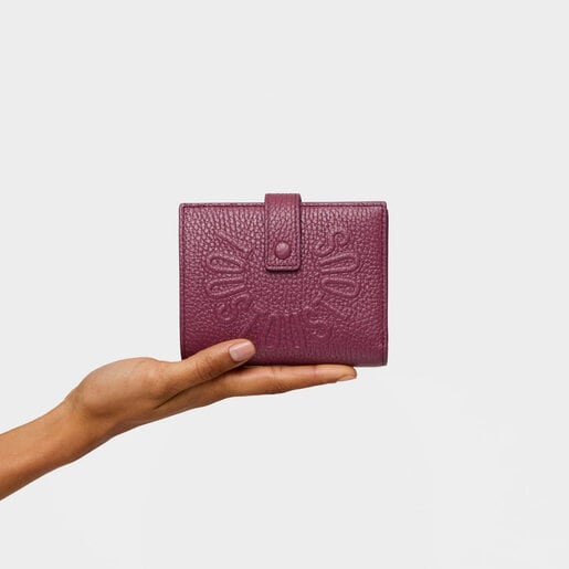 Portefeuille Flap en cuir bordeaux TOUS Miranda