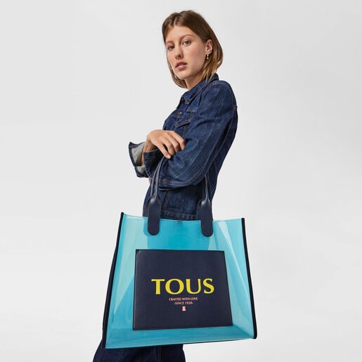 Большая прозрачная синяя сумка-shopping Amaya Vinyl