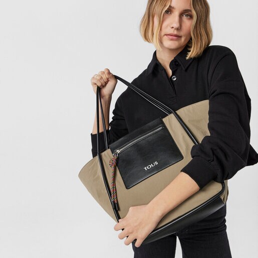 תיק סל TOUS Empire Cotton גדול בצבע חאקי