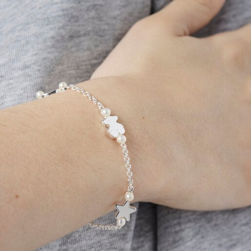 Silver TOUS Real Sisy Bracelet with Pearls 17,5cm.