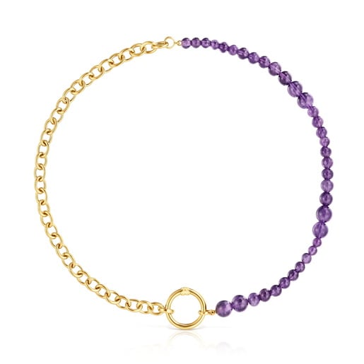 Collier en argent plaqué or 18 ct et améthyste Hold