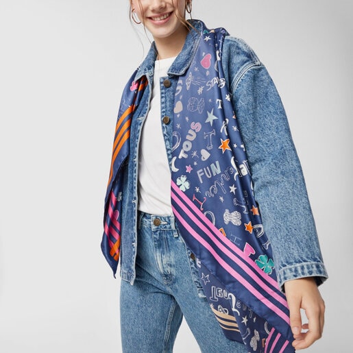 Квадратный темно-синий шарф TOUS Samba